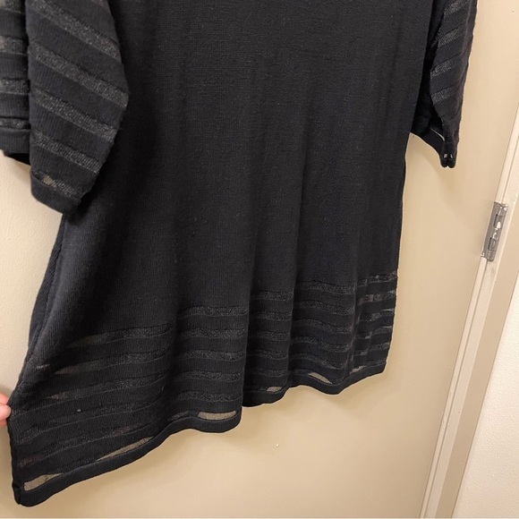 Soft Surroundings Women’s Size M black Tunic Sweater Top Sheer Stripe Detail - Picture 5 of 6